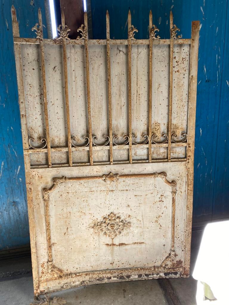 Oude ijzeren franse deur, Tuin en Terras, Tuinhekken en Hekwerk, Ophalen, Gebruikt, IJzer, Sierhekwerk