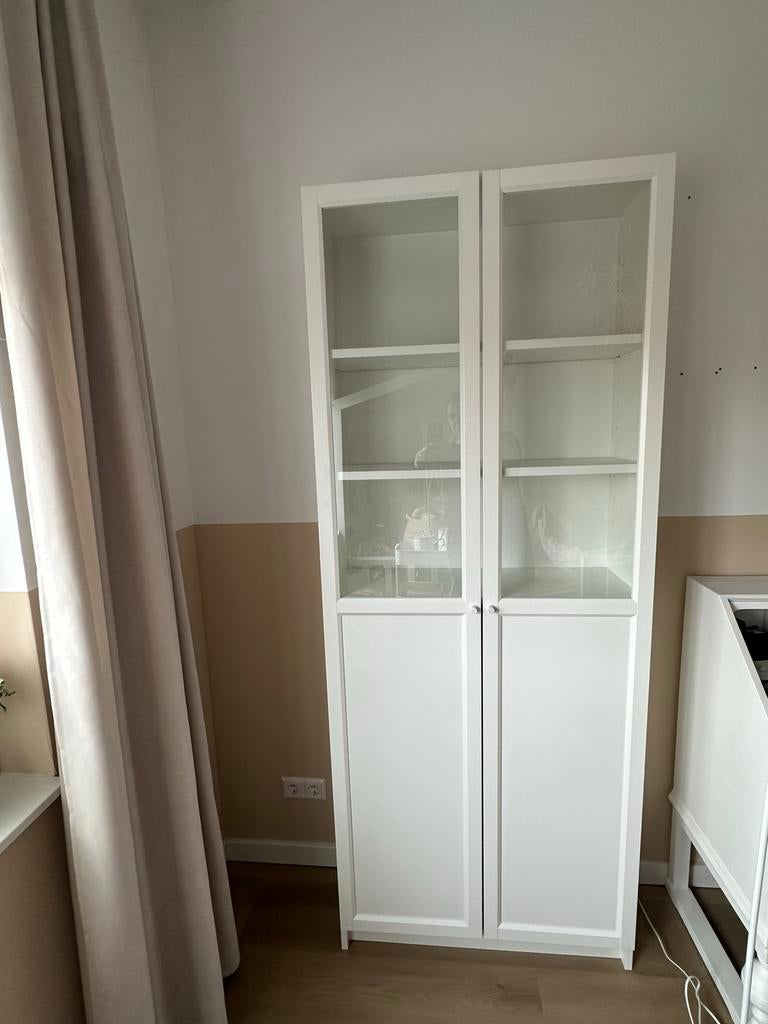 Witte Billy boekenkast met glazen deuren, Ophalen, Gebruikt, 200 cm of meer, 50 tot 100 cm