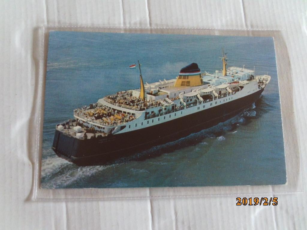 ansichtkaart schip koningin juliana, Ophalen of Verzenden, 1980 tot heden, Ongelopen, Voertuig