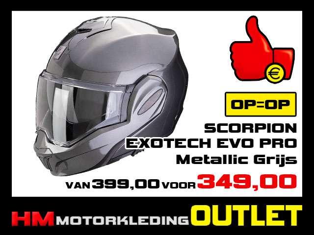 Motorhelm Scorpion EXO-TECH Evo Pro - Metallic Grijs, Info@huybersmotoren.nl, Systeemhelm, HM - Sale, NL