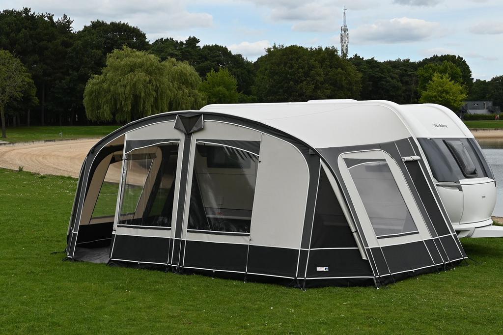 Voortent Unico Bologna 320 carbon blue - maat 12, Caravans en Kamperen, Ophalen, Zo goed als nieuw