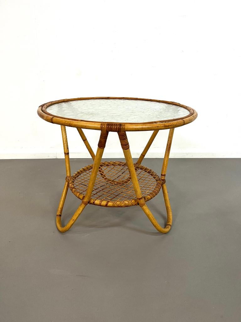 retro vintage rotan salontafel van Rohé Noordwolde jaren 60, Verzamelen, Ophalen, Huis en Inrichting