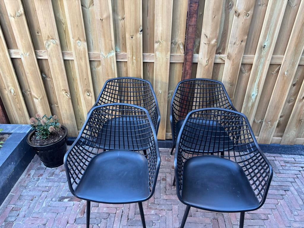 4x Webbing Tuinstoel Zwart, Tuin en Terras, Tuinstoelen, Ophalen, Gebruikt, Kunststof