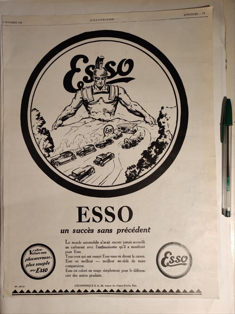 Esso advertentie uit 1929, Verzamelen, Ophalen of Verzenden, Gebruikt, Overige typen