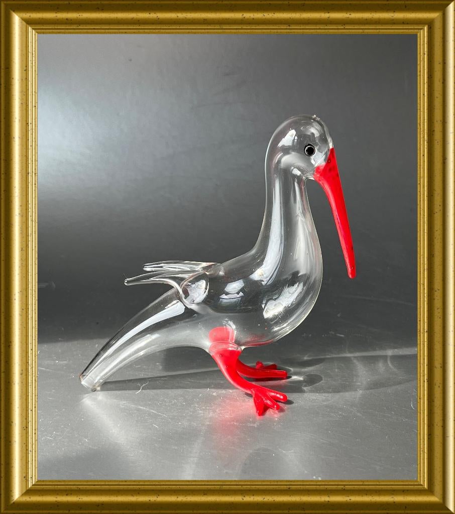 Klein glazen beeldje/ flesje: vogel, pelikaan, Bols, Ophalen of Verzenden