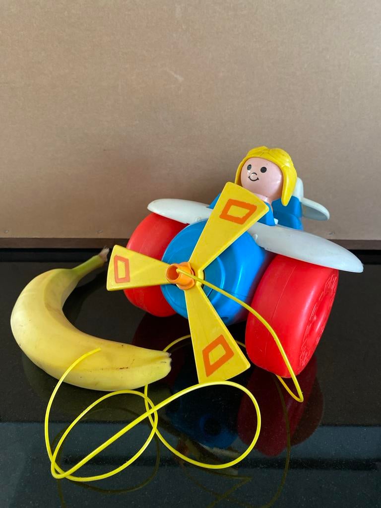 Vintage Fisher-Price Vliegtuig Trek-Speelgoed 1980, Kinderen en Baby's, Speelgoed | Overig, Gebruikt, Jongen of Meisje, Ophalen of Verzenden