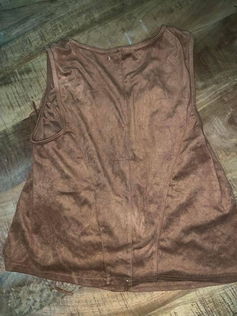 Leuk cowboy topje met franjes, Bruin, Ophalen of Verzenden, Zo goed als nieuw, Maat 36 (S)