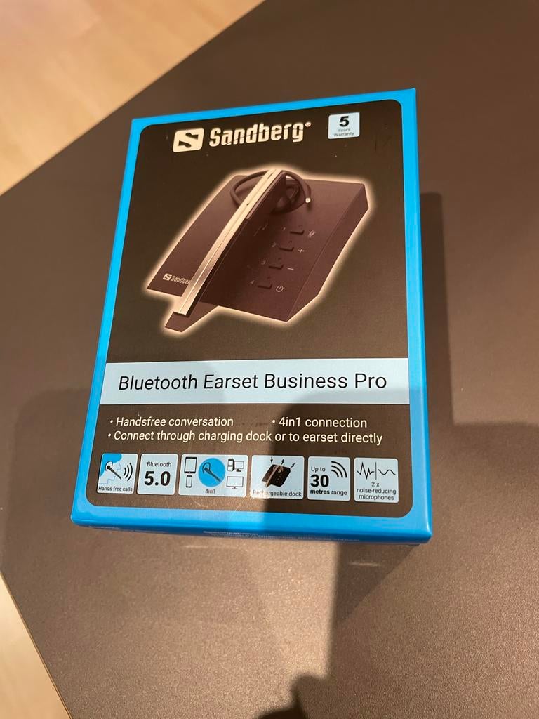 Sandberg Bluetooth Earset Business Pro - Nieuw!, Telecommunicatie, Carkits, Complete carkit, Nieuw, Ophalen of Verzenden, Inbouw