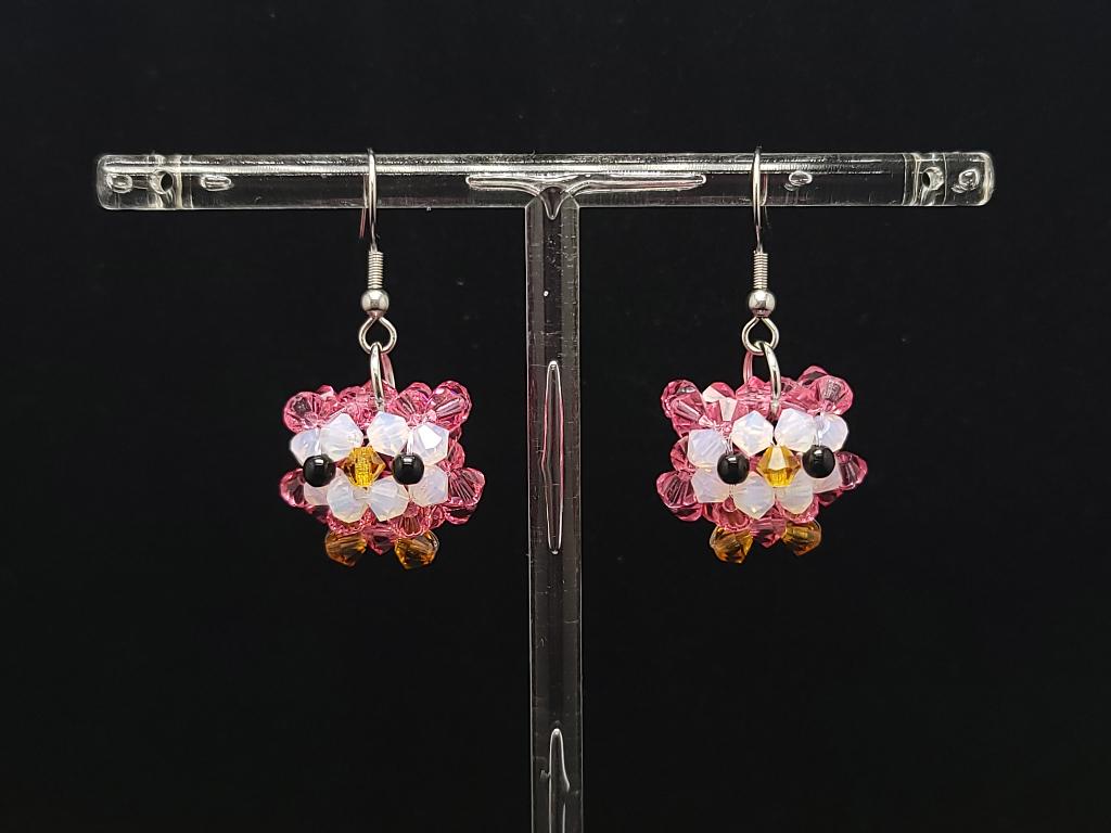Handgemaakte kristallen vogeltjes oorbellen, Met kristal, Hangers, Overige kleuren, Nieuw
