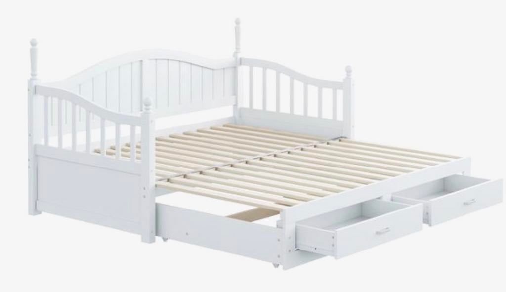 Bedbank romantische bed hemelbed, Huis en Inrichting, Slaapkamer | Bedden, Zo goed als nieuw, Tweepersoons, Hout, Ophalen