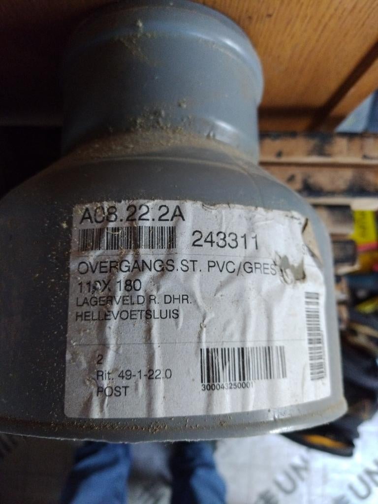 Overgangs stuk pvc gres 110 naar 180 gres buis, Bochten, Pvc, Nieuw, Ophalen of Verzenden
