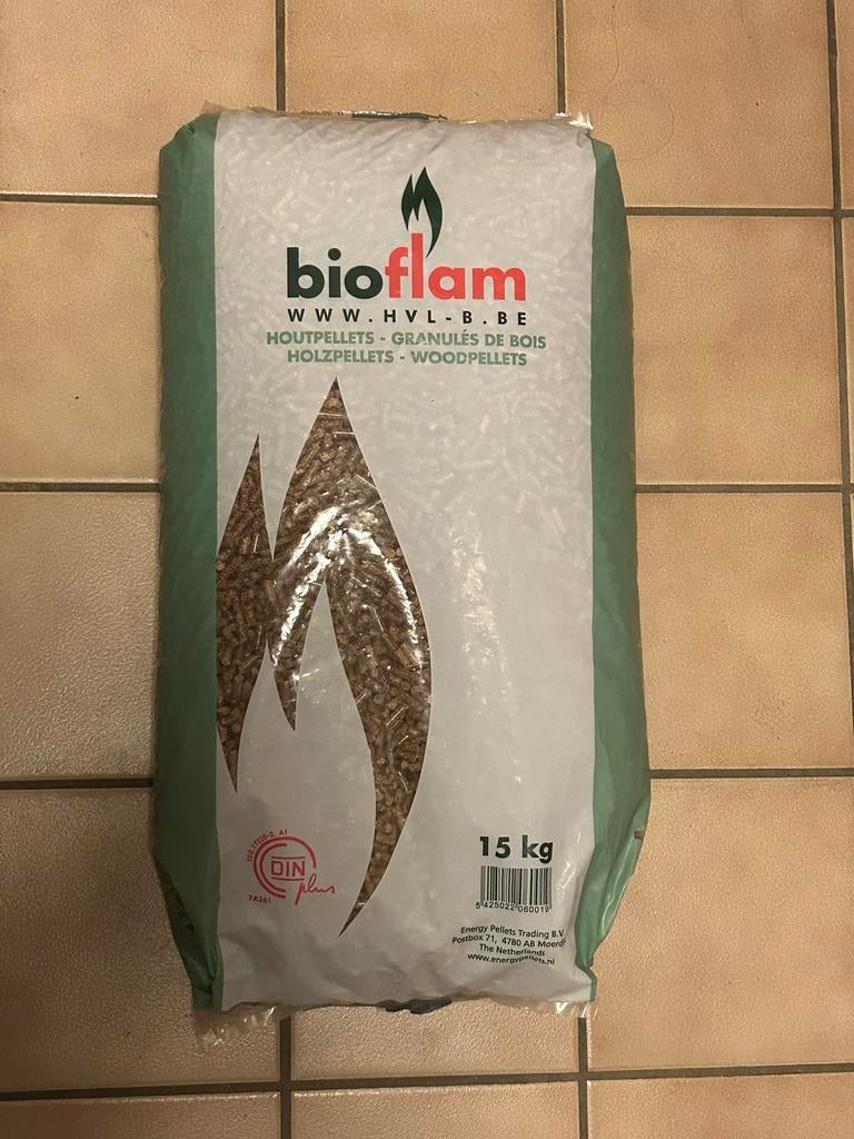 Pellets - Zak 15 kg - 80% Hardhout Bio Flam, Minder dan 3 m³, Ophalen, Overige houtsoorten
