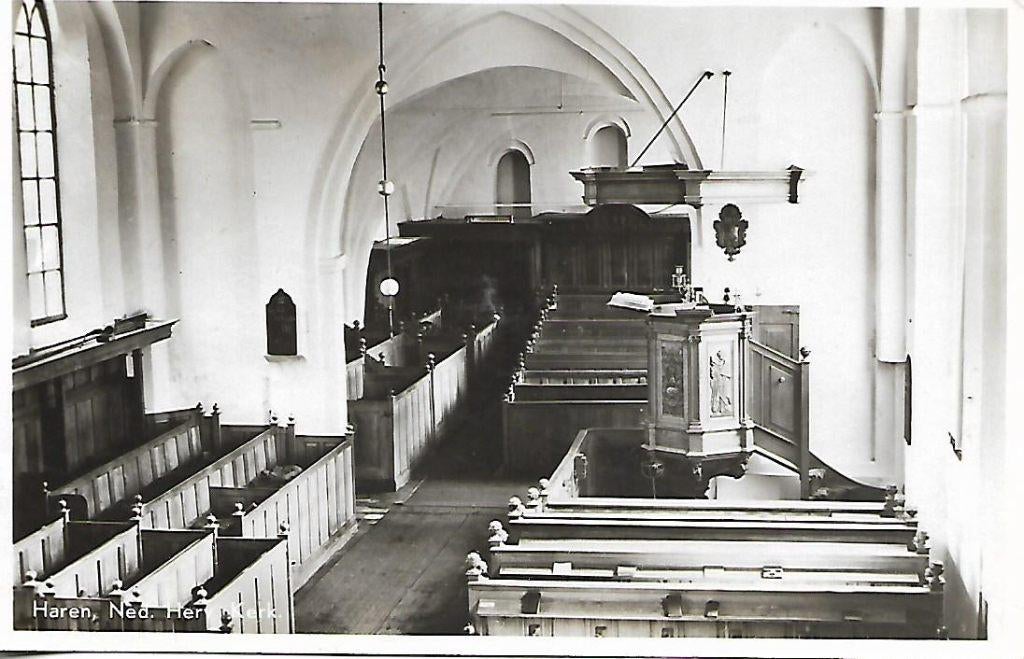 Haren- -Interieur N.H.Kerk., Verzenden, 1940 tot 1960, Gelopen, Groningen