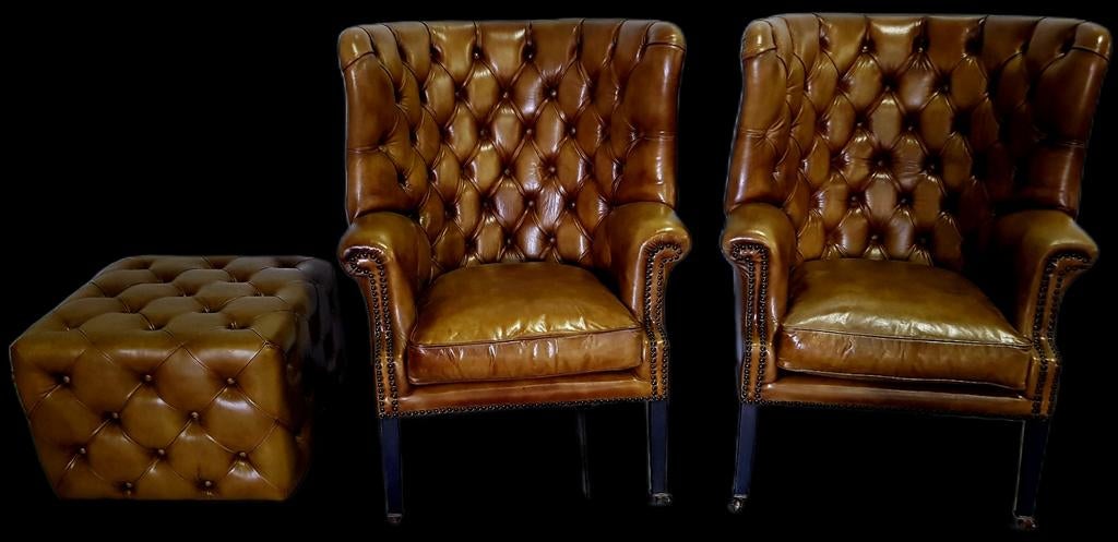 2 Chesterfield fauteuils - Lime Groen - Bezorging mogelijk, Huis en Inrichting, Fauteuils, Gebruikt, Ophalen of Verzenden, Onbekend