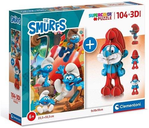 Clementoni: The Smurfs 104 stukjes + 3D Puzzle, ., Nieuw, ., 6 jaar of ouder