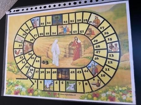 Spel bijbel-ganzebord+met beschrijving bieden, Hobby en Vrije tijd, Gezelschapsspellen | Bordspellen, Ophalen of Verzenden, Nieuw