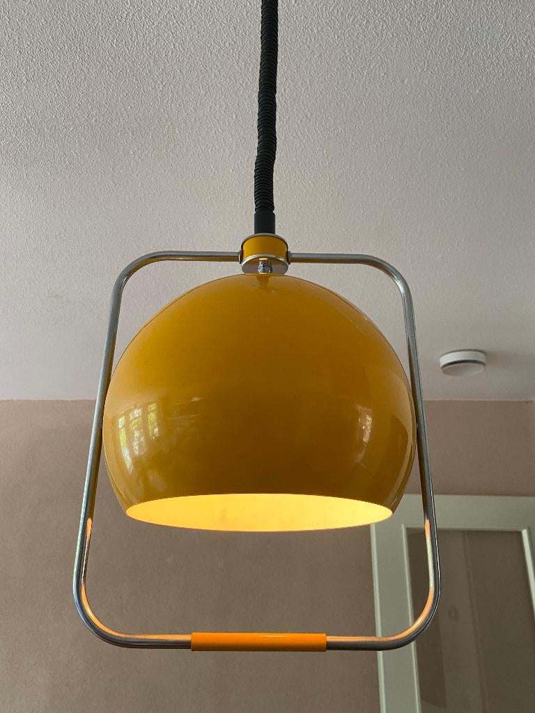 Vintage GEPO treklamp okergeel, Ophalen, Gebruikt, Metaal, 75 cm of meer