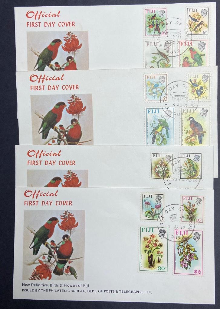 1972 Fiji FDC- definitive , Birds & Flowers of Fuji, Verzenden, Gestempeld