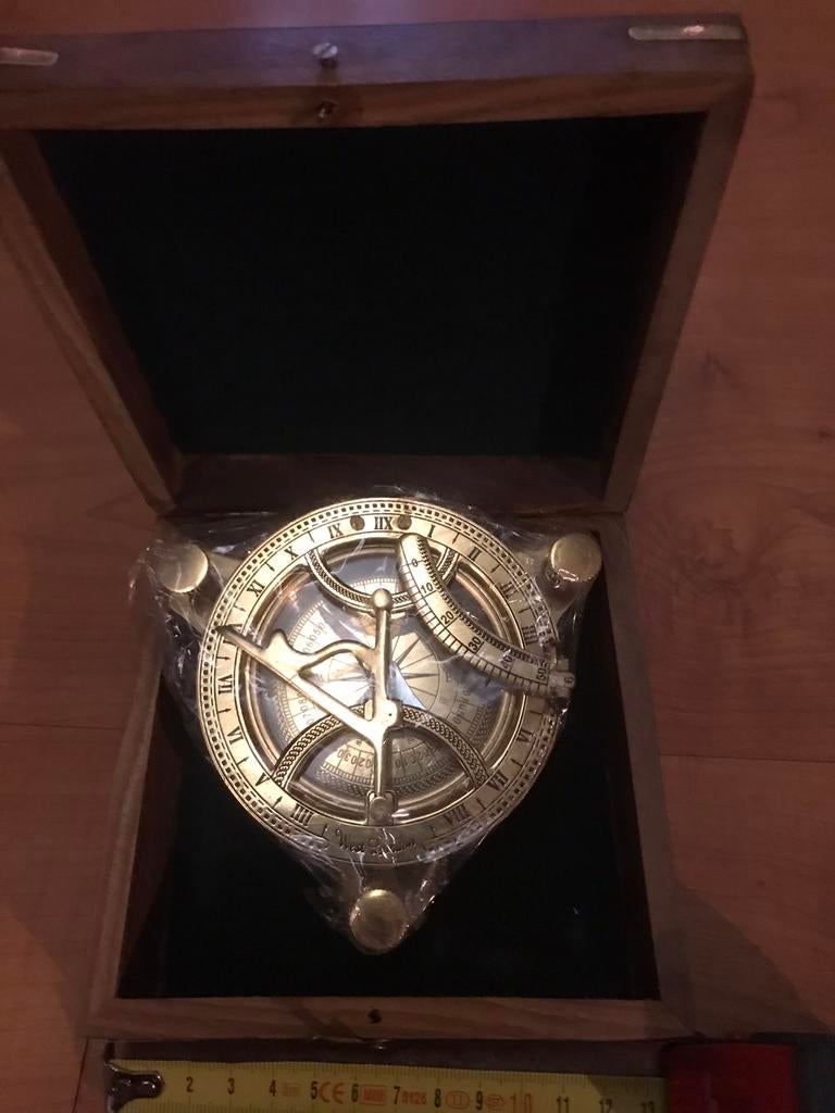 Nautische Zonnewijzer Kompas -  incl rozenhouten box, Verzamelen, Scheepvaart, Ophalen of Verzenden, Nieuw