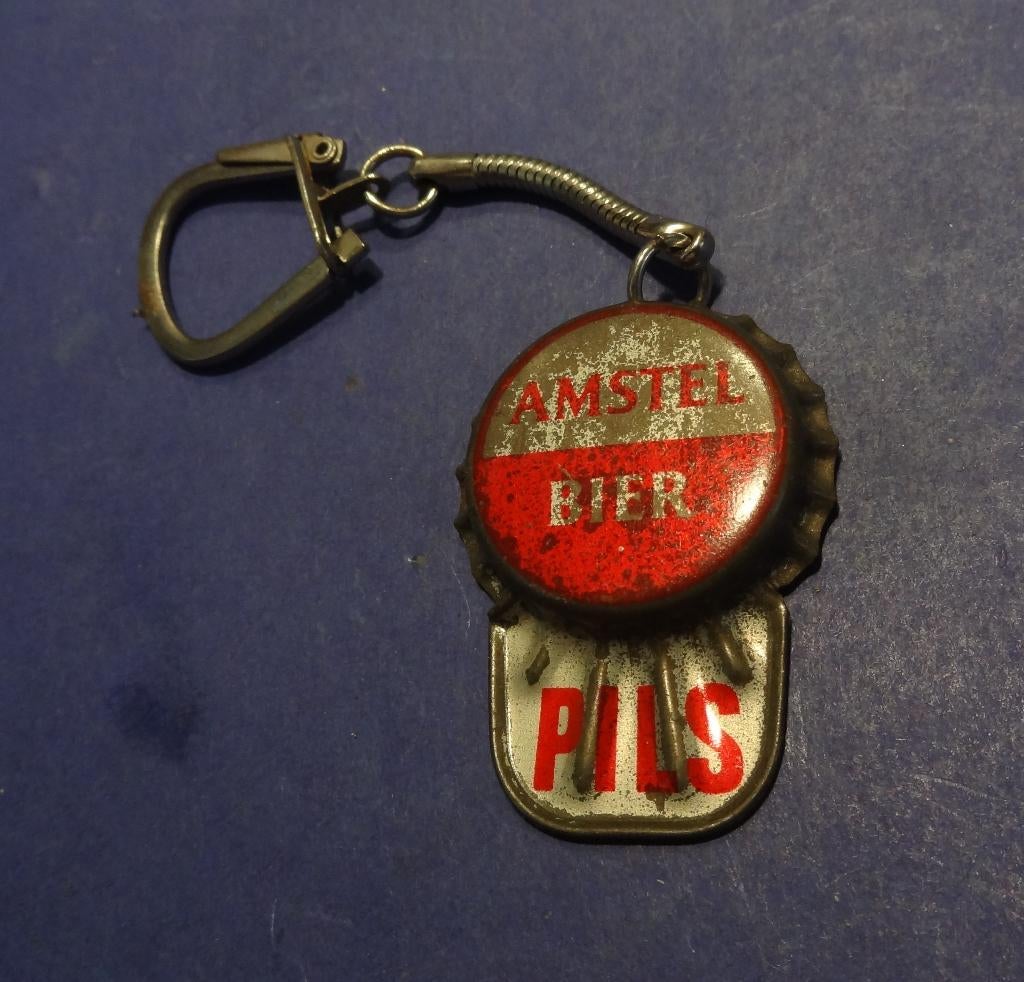 Amstel Bier Fliptop Sleutelhanger +/- 1960, Verzenden, Gebruikt, Overige typen, Amstel