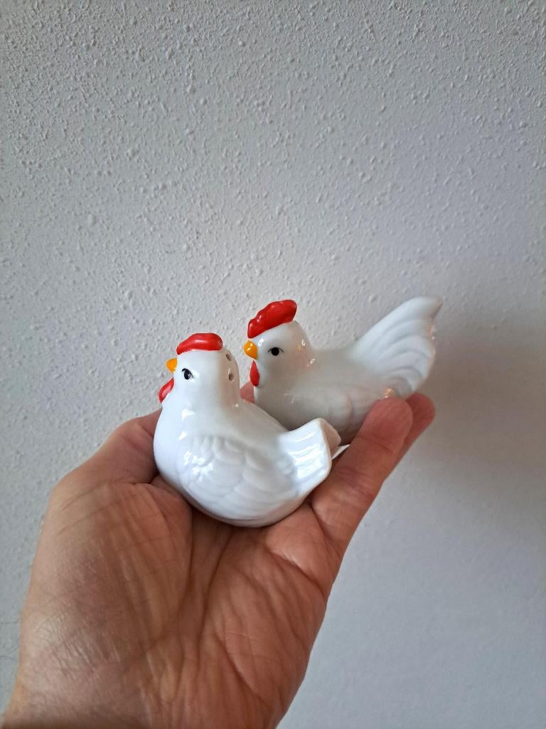 Kip en haan peper en zoutstel van porselein 9x5x6.5cm, Ophalen of Verzenden, Nieuw