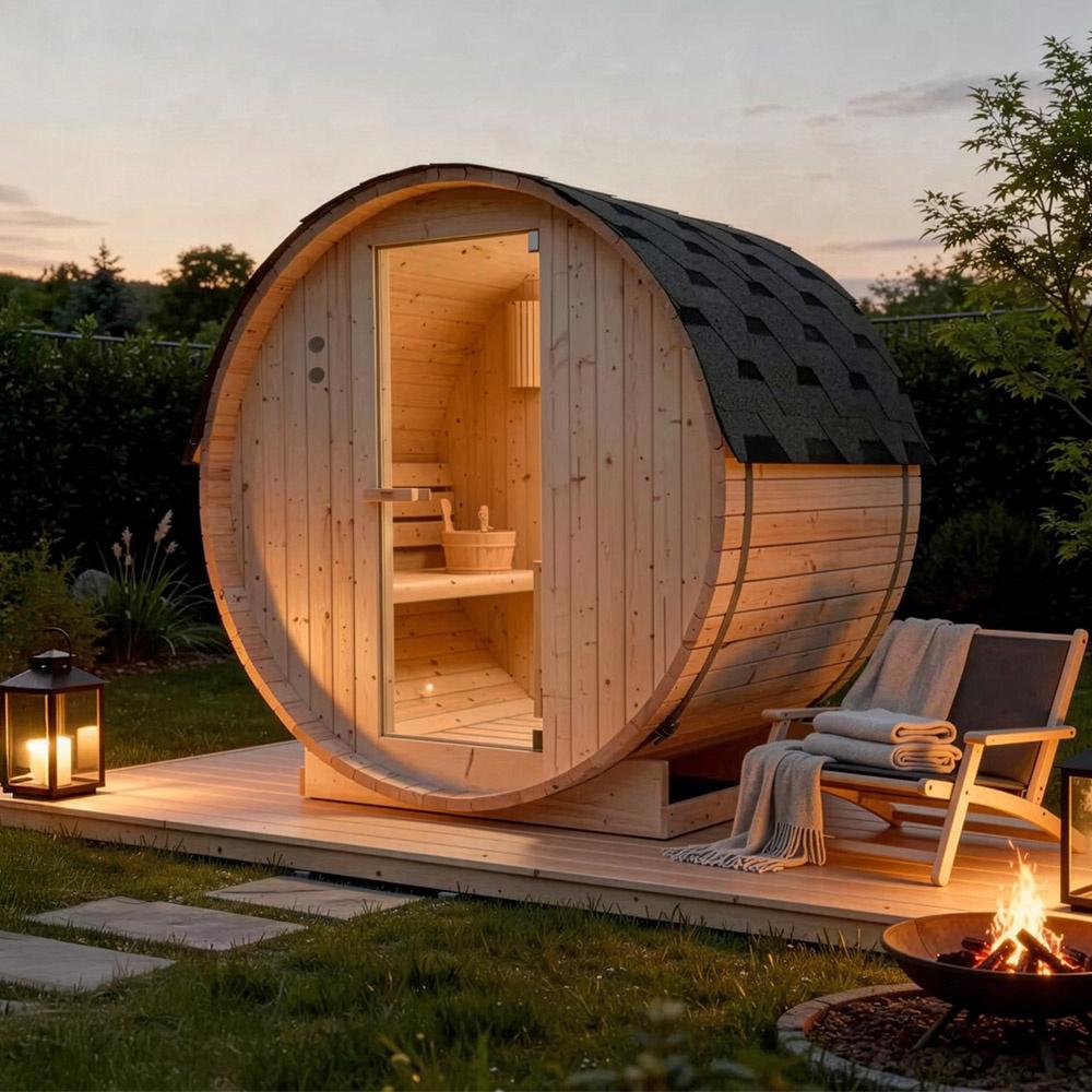 Luxe Barrelsauna - Compact - 230V - Levering & Montage ️, Ophalen of Verzenden, Nieuw, Fins of Traditioneel, Complete sauna