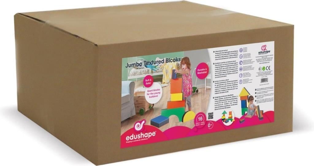 Edushape Jumbo Textuurblokken - 16 stuks. NIEUW, Nieuw, Ophalen of Verzenden, Edushape, Bouwen