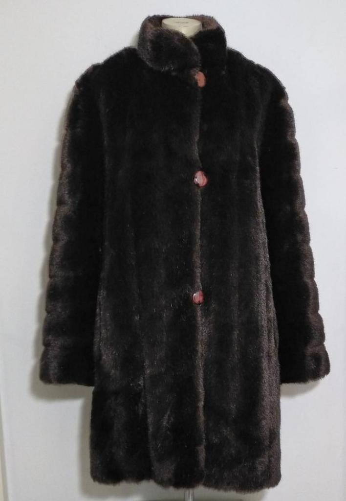Donkerbruine faux fur jas van Comme du Vrai, Kleding | Dames, Verzenden, Zo goed als nieuw, Maat 46/48 (XL) of groter, Bruin