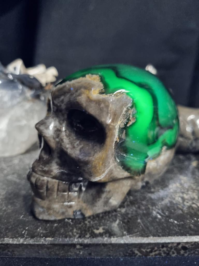 Skull van vulkaan agaat, uv-gevoelig, Ophalen of Verzenden, Mineraal