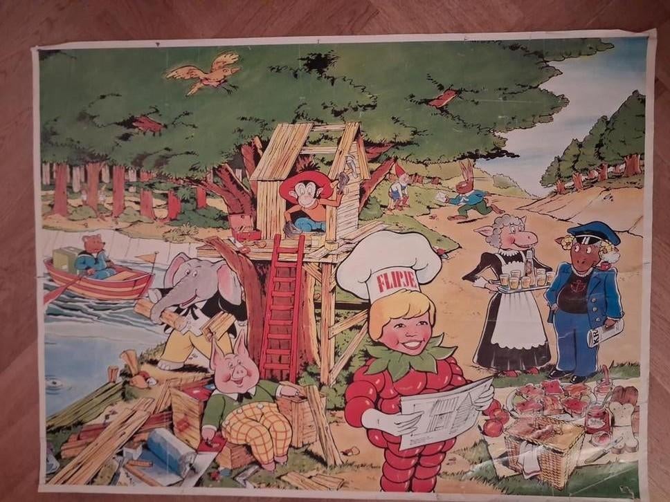 Oude Reclameposter Flipje Tiel - 90x56 cm, Ophalen, A1 t/m A3, Reclame, Rechthoekig Staand