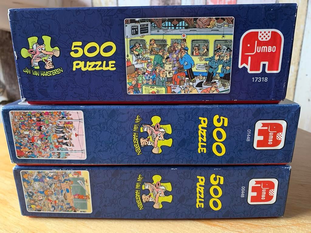 3 x Jan van Haasteren Puzzels 500 stukjes, Ophalen of Verzenden, 500 t/m 1500 stukjes, Zo goed als nieuw, Legpuzzel