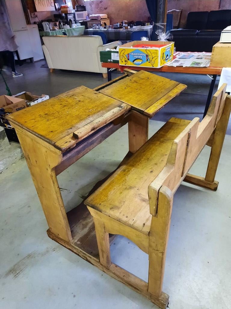 Schoolbankje jaren 30, Antiek en Kunst, Antiek | Meubels | Tafels, Ophalen