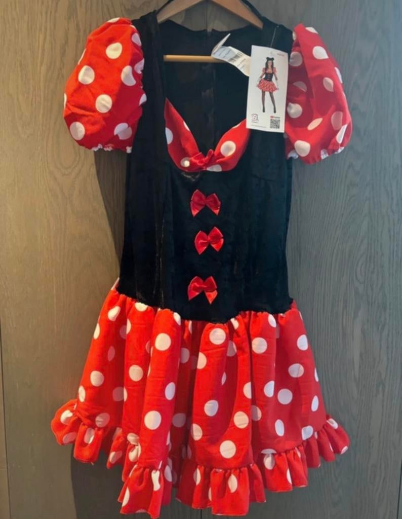Carnavals jurkje minnie mouse, maat L, Ophalen of Verzenden, Zo goed als nieuw, Meisje