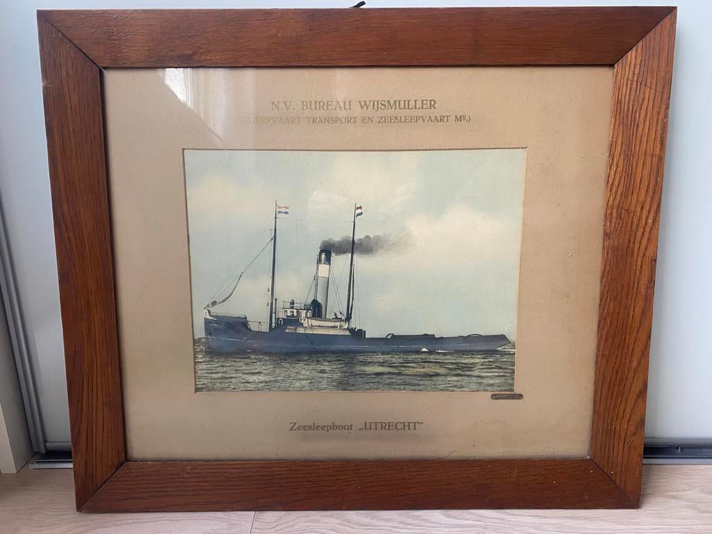 Vintage prent zeesleepboot "Utrecht" - N.V. Bureau Wijsmulle, Antiek en Kunst, Ophalen
