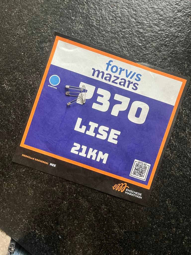 startbewijs halve marathon enschede, Eén persoon, April