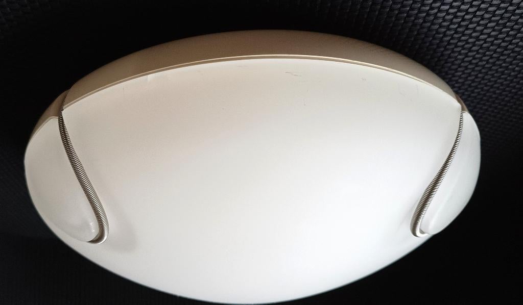 Lucitalia Sagra  plafondlamp met frosted ice glass 80/90s, Ophalen of Verzenden, Gebruikt, Glas, Italiaans   vintage  design