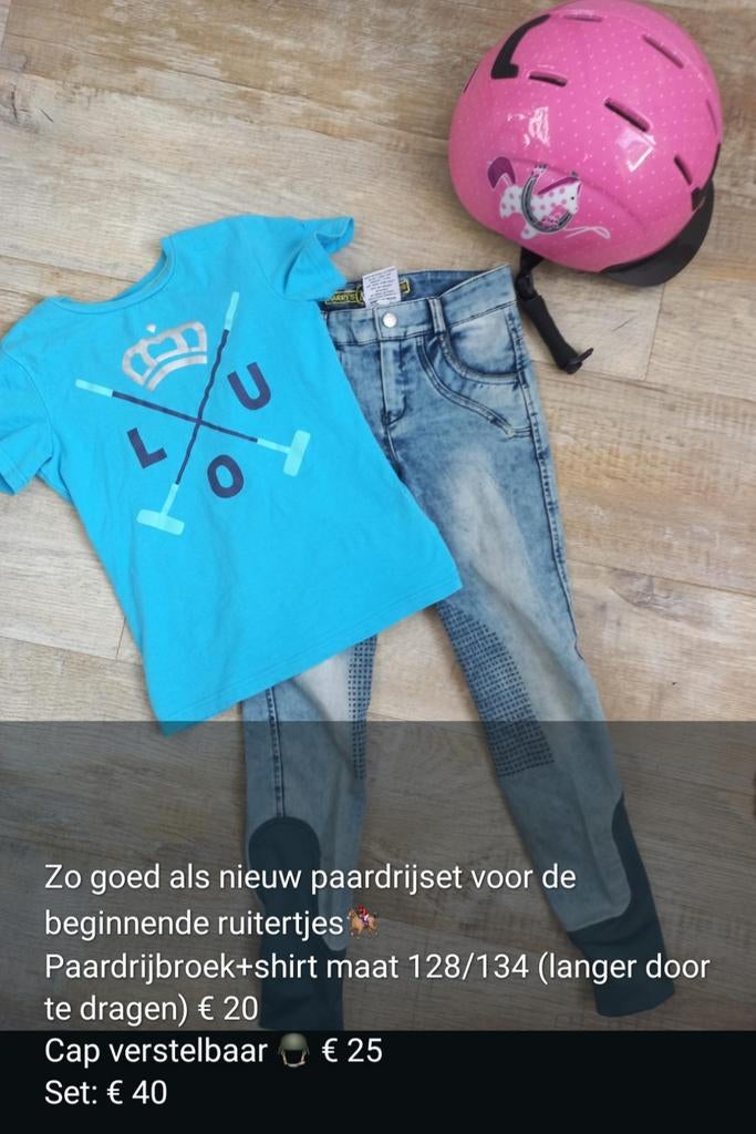 Zo goed als nieuw meisjes paardrij kledingset maat 128/134, Dieren en Toebehoren, Paardrijkleding, Ophalen of Verzenden, Zo goed als nieuw