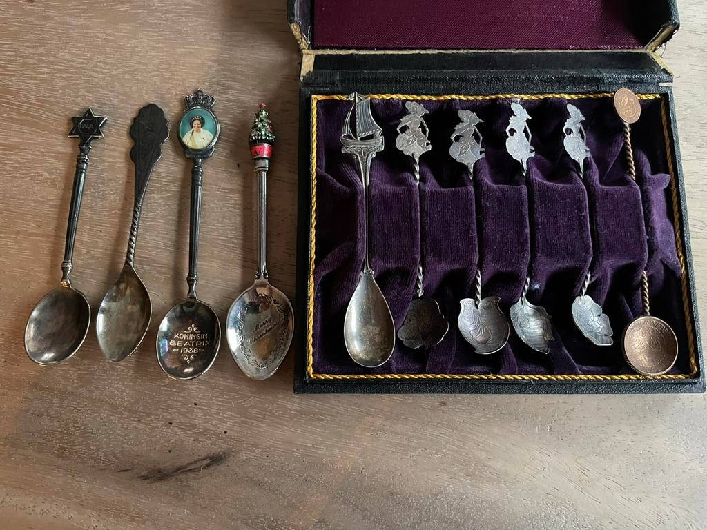 Lepeltjes 10 stuks zilver Indonesische, Antiek en Kunst, Ophalen of Verzenden