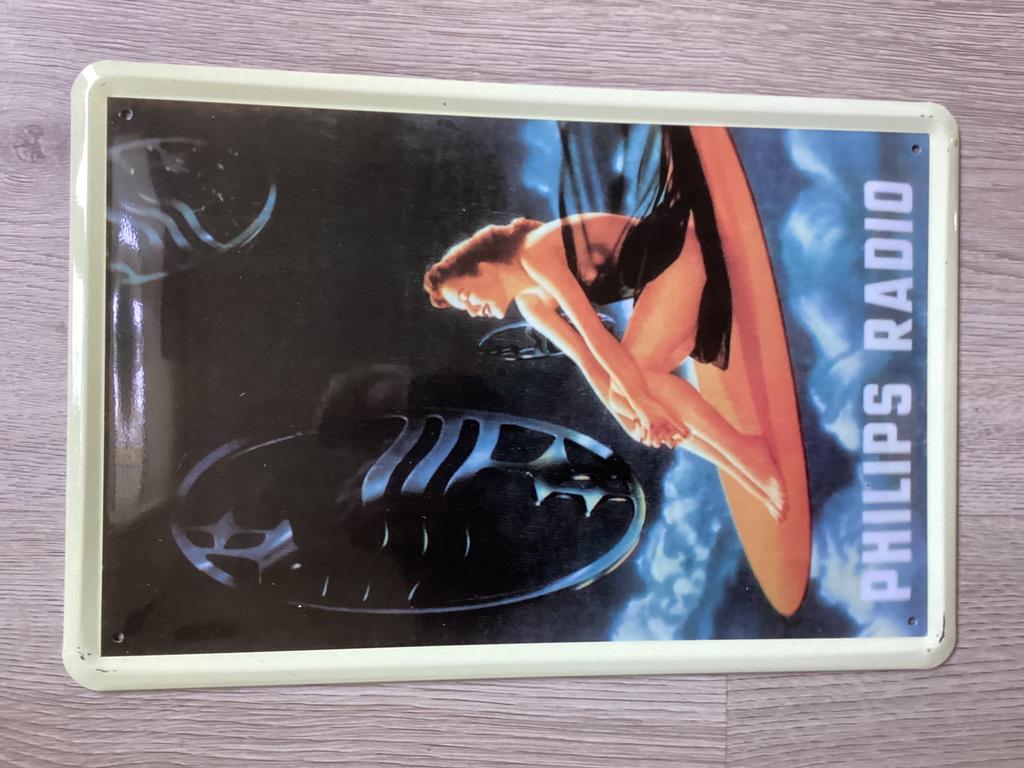 Vintage PHILIPS RADIO reclame bord (geen emaille, Ophalen of Verzenden, Zo goed als nieuw
