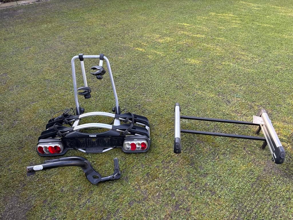 Thule Euroclick G2 fietsendrager met ski drager, Auto diversen, Fietsendragers, Gebruikt, Trekhaakdrager, 2 fietsen, Elektrische fiets