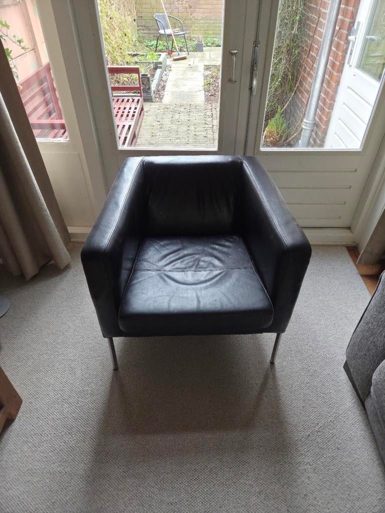 Leren stoel - zwart, Ophalen, Gebruikt, Leer, Modern, Tijdloos