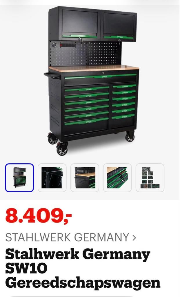 STAHLWERK SW10 Gevulde Gereedschapswagen met Bovenkasten, Ophalen, Gevuld, Nieuw