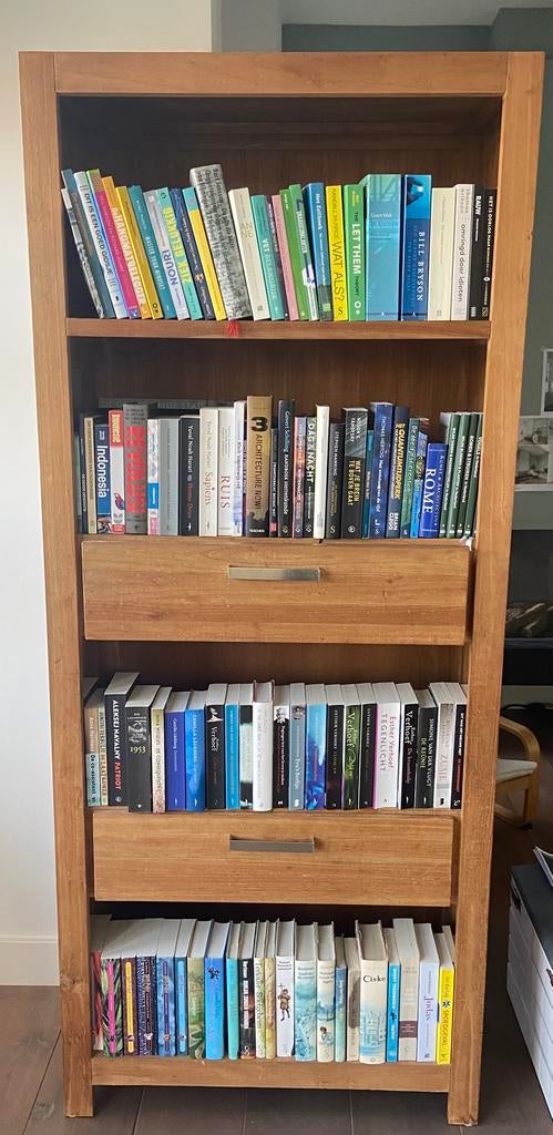Teak houten boekenkast, Huis en Inrichting, Kasten | Boekenkasten, Ophalen, 200 cm of meer, 50 tot 100 cm, Zo goed als nieuw