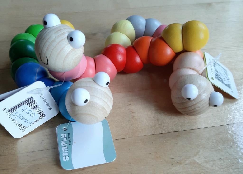 Beweegbare rupsen van hout nieuw vanaf 10 mnd., Ophalen of Verzenden, Nieuw