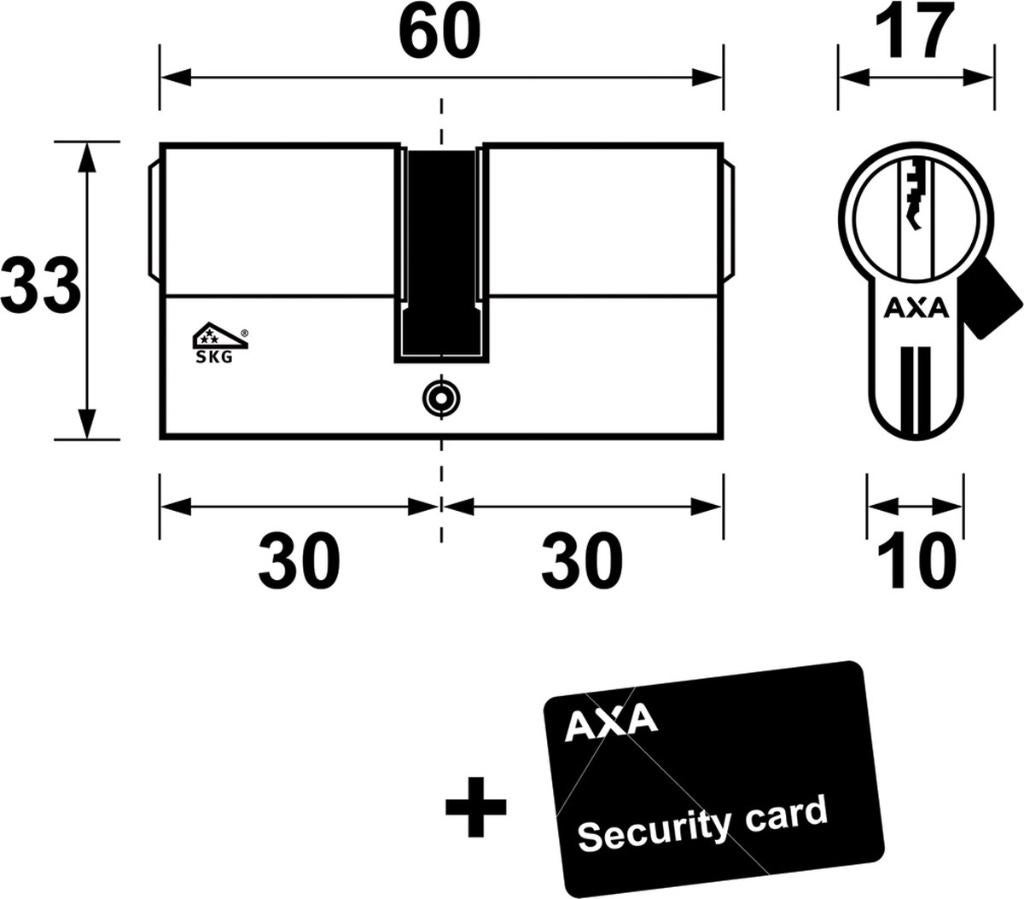 AXA Dubbele 30-30 mm 3 sleutels (Cilinderslot), Overige materialen, AXA, Nieuw, Ophalen of Verzenden