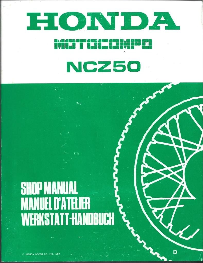 Honda NCZ50 shop manual Motocompo (2624z), Verzenden, Zo goed als nieuw