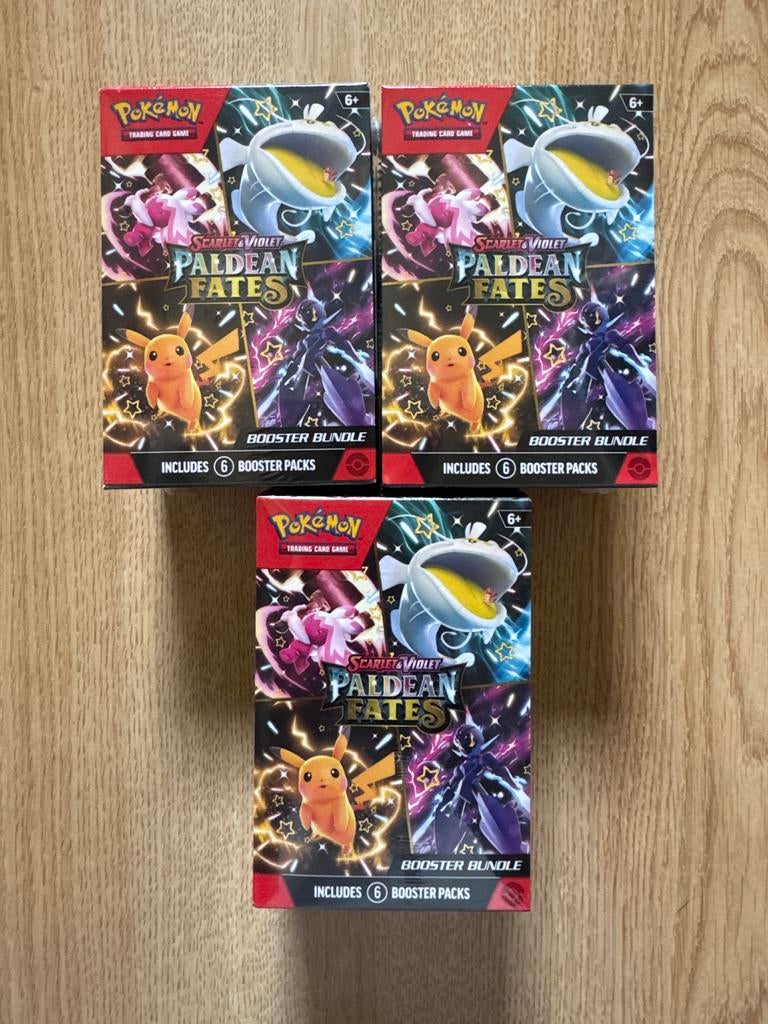 Pokémon Paldean Fates Booster Bundles (3 stuks), Ophalen of Verzenden, Nieuw, Boosterbox