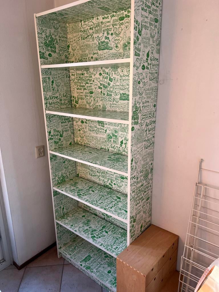 IKEA Billy kast met print groen/oranje, Ophalen, Zo goed als nieuw