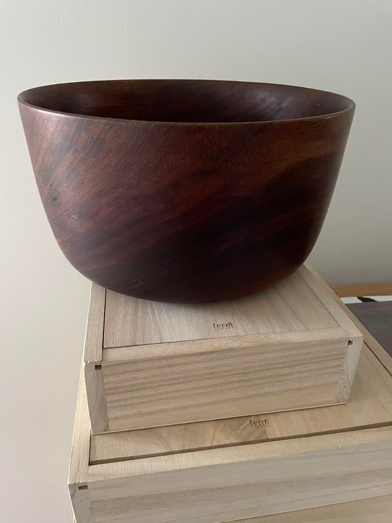 Grote hout houten kom schaal serveerschaal retro vintage, Antiek en Kunst, Curiosa en Brocante, Ophalen of Verzenden