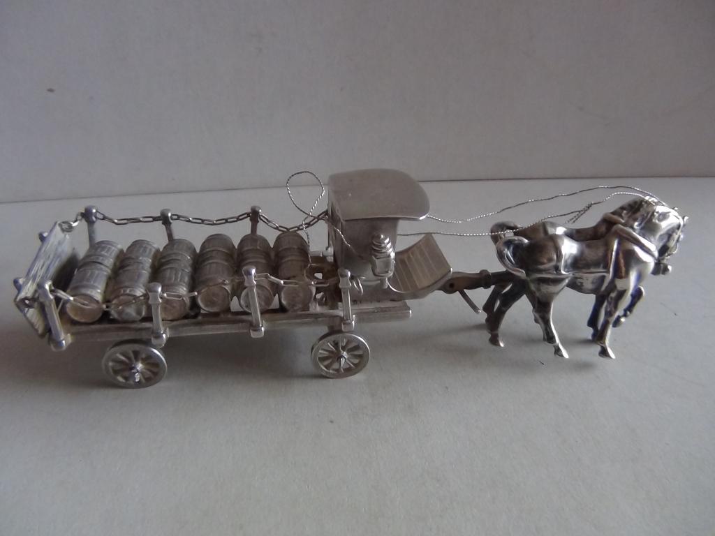 Miniatuur zilver FD5 grote kar + vaten zilveren miniaturen, Verzenden, Zilver